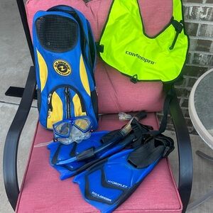 Hydroflex Blue Women's Swim Fins Set with Contempro Safety Vest